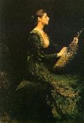 Thomas Wilmer Dewing Lady with a Lute USA oil painting artist